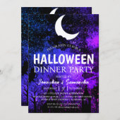 こうもりシンプルナイトフルムーンハロウィンディナーパーティー 招待状 (正面/裏面)