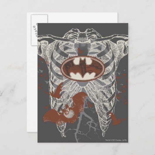 こうもりシンボルリブケージヴィンテージコラージュ ポストカード (正面/裏面)