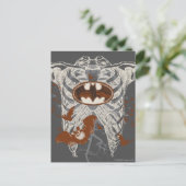 こうもりシンボルリブケージヴィンテージコラージュ ポストカード (スタンド正面)