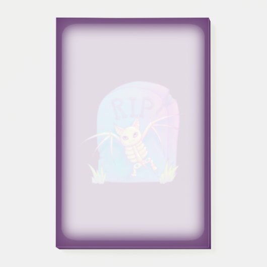 こうもりスケルトンRIP墓石ハロウィーンスケッチ ポストイット (正面)