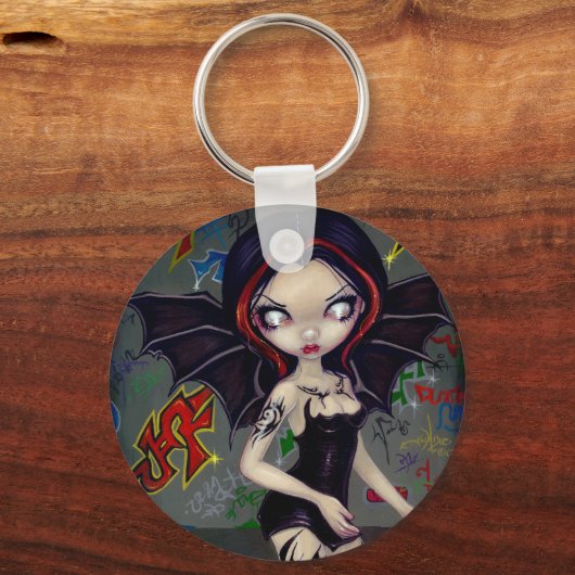 「こうもりタトゥー」キーチェーン キーホルダー (正面)