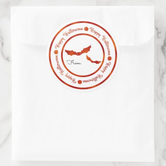 こうもりハッピーハローウィンオレンジシャインパーティー治療 ラウンドシール (バッグ)