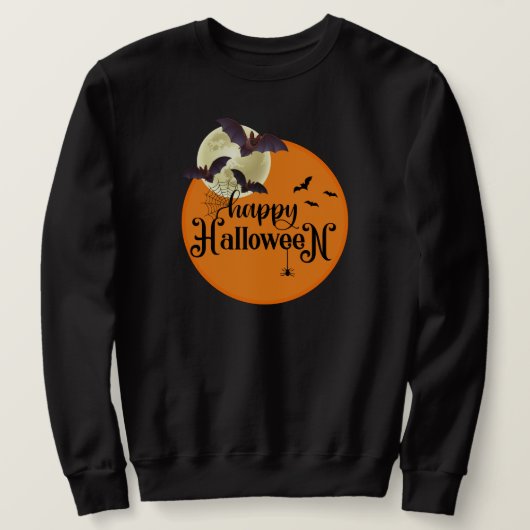こうもりハッピーハローウィンハロウィンユニセックス スウェットシャツ (デザイン正面)