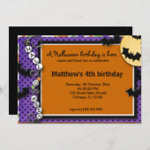 こうもりハロウィーン誕生日 招待状 (正面/裏面)