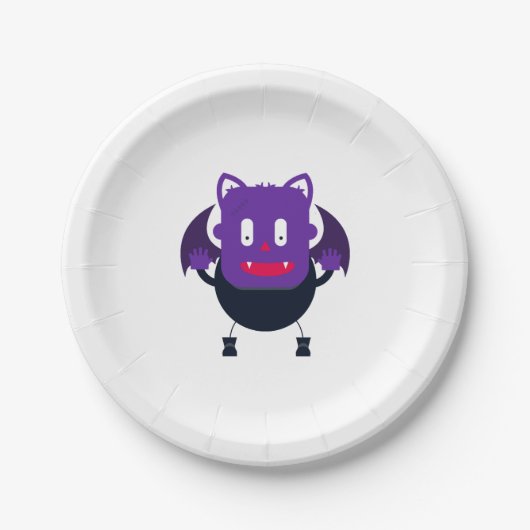 こうもりハロウィーン ペーパープレート (正面)