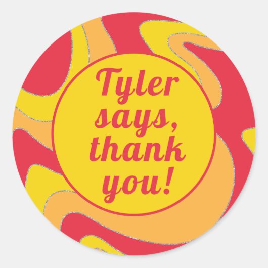 こうもりバー（ユダヤ教の）バル・ミツバーステッカーラウンドウェーブ ラウンドシール (正面)