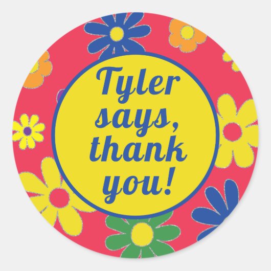 こうもりバー(ユダヤ教の)バル・ミツバーステッカーラウンド花 ラウンドシール (正面)