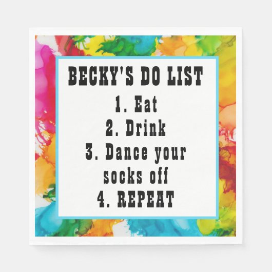 こうもりバー（ユダヤ教の）バル・ミツバースプラッシュオブカラー スタンダードランチョンナプキン (正面)