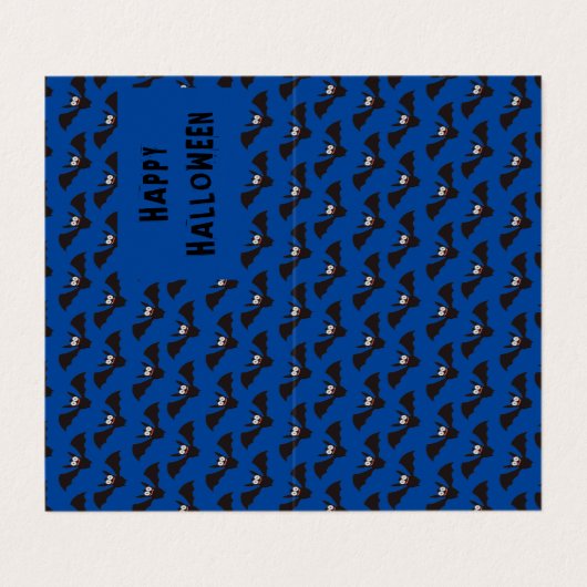 こうもりパターンハロウィンブルークラスルーム交換カード 名刺 (外部フラット)