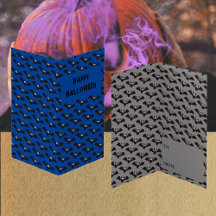 こうもりパターンハロウィンブルークラスルーム交換カード