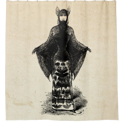 こうもりビクトリアン衣装の少女I シャワーカーテン (正面)