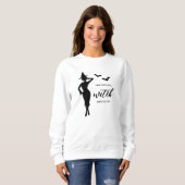 こうもりフェミニンと文字で女性モデリングを魔女 スウェットシャツ (正面フル)