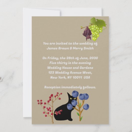 こうもりブラックキャットフェアヤータリーフォレストフルーツ結婚ズ 招待状 (裏面)