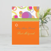 こうもりミツバモダン+バブル/オレンジ/ホットピンク 招待状 (スタンド正面)