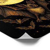 こうもりムーンハロウィンゴシック不気味自然ナイト ポスター (角)