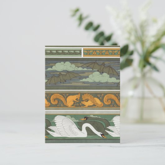 こうもりリス白人野生生物ヴィンテージ自然アート ポストカード (スタンド正面)