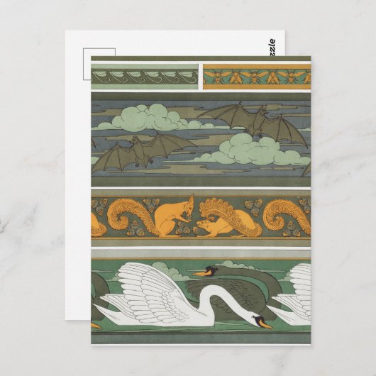 こうもりリス白人野生生物ヴィンテージ自然アート ポストカード (正面/裏面)