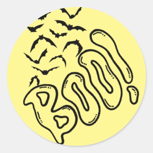こうもり不気味とブハロウィーンデザイン ラウンドシール (正面)