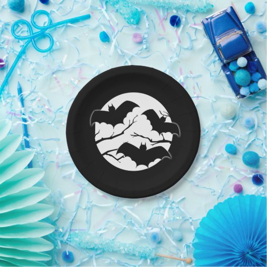 こうもり不気味インムーンハローウィンパーティプレート ペーパープレート (パーティー)