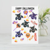 こうもり不気味キャンディ、水彩、ハロウィンお洒落ー シーズンカード (スタンド正面)