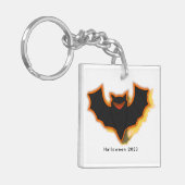 こうもり不気味ハロウィーンキーチェーン |白いテーマ キーホルダー (正面左)