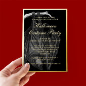 こうもり不気味ハロウィーン衣装パーティー金ゴールド 箔招待状