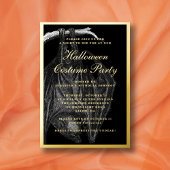 こうもり不気味ハロウィーン衣装パーティー金ゴールド 箔招待状