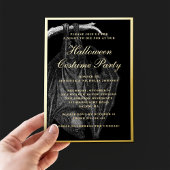 こうもり不気味ハロウィーン衣装パーティー金ゴールド 箔招待状