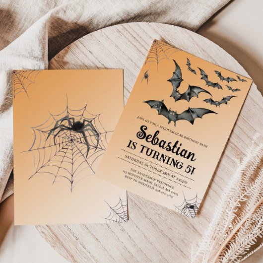 こうもり不気味ハロウィーン誕生日パーティー 招待状