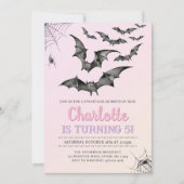 こうもり不気味パステルハロウィンバースデーパーティー 招待状 (正面)