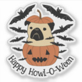 こうもり付きジャック・オ・ランタンのハウル・オ・ウィーンパグ シール (正面)