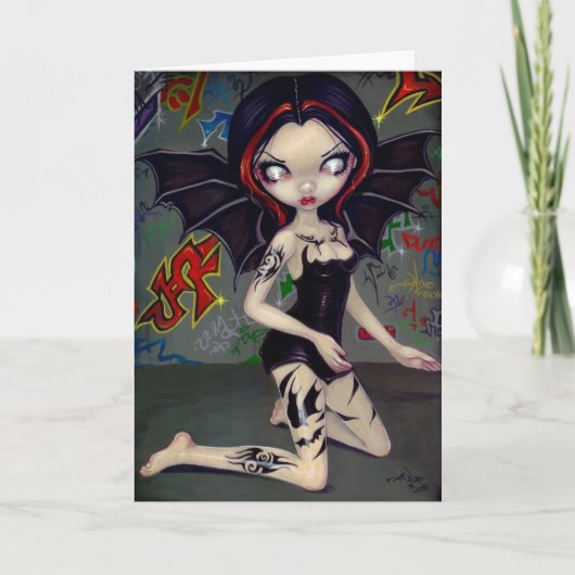 「こうもり入れ」グリーティングカード カード (正面)