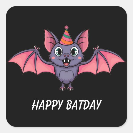 こうもり帽をかぶったカット スクエアシール (正面)