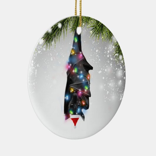 こうもり愛好家アダルトキッドのためのこうもりクリスマスギフト セラミックオーナメント (右)