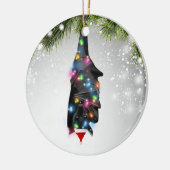 こうもり愛好家アダルトキッドのためのこうもりクリスマスギフト セラミックオーナメント (左)