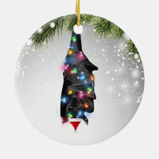 こうもり愛好家アダルトキッドのためのこうもりクリスマスギフト セラミックオーナメント (裏面)
