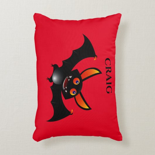 こうもり枕パーソナライズされた名! アクセントクッション (正面(垂直))