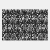 こうもり熱狂するゴシックガールゴシックスクラッチホラー文字 ラッピングペーパーシート (正面)