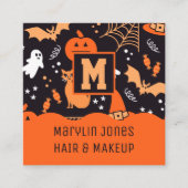 こうもり猫と幽霊たちハロウィーン スクエア名刺 (正面)