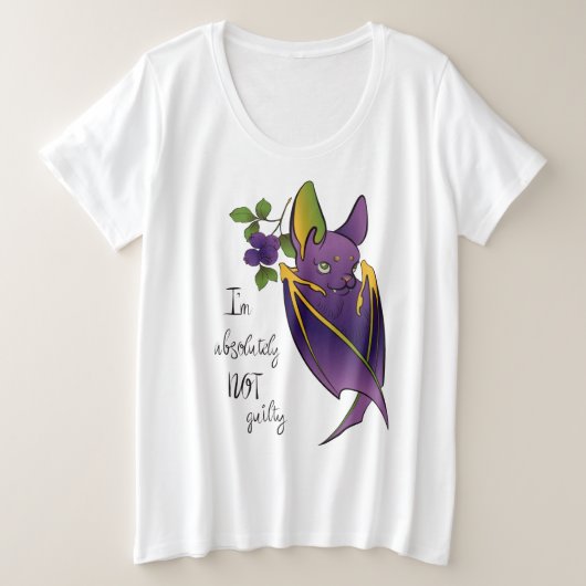 こうもり私は無罪 プラスサイズTシャツ (デザイン正面)