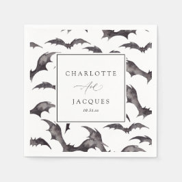 こうもり結婚ハロウィーン – 白 スタンダードカクテルナプキン