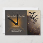 こうもり群のホタルは夜空の大人ハロウィーン 招待状 (正面)