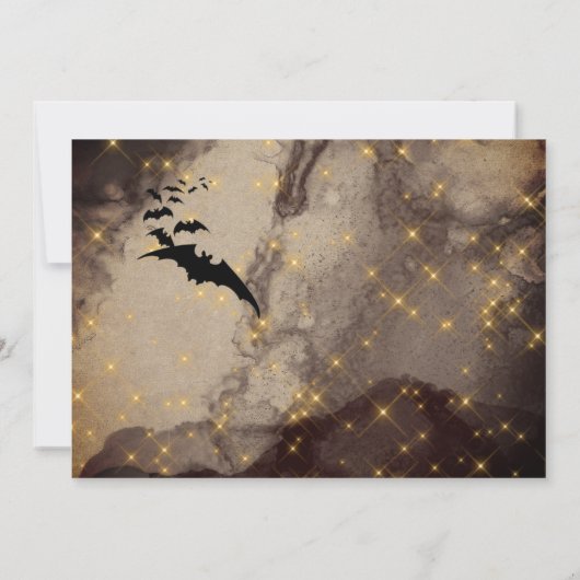 こうもり群のホタルは夜空の大人ハロウィーン 招待状 (裏面)