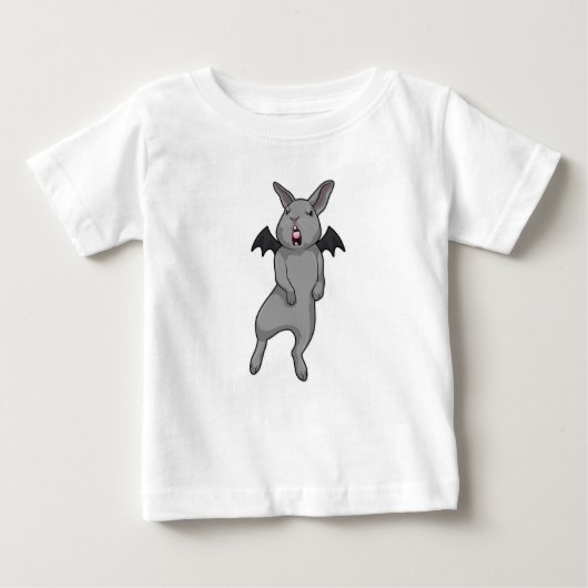 こうもり翼のウサギ ベビーTシャツ (正面)
