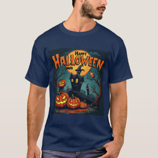 こうもり翼ハロウィン不気味猫:カボチャ&ミシュ Tシャツ