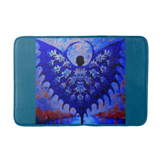 こうもり翼型の青い翼素晴らしを持つ生物 バスマット (正面)