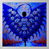 こうもり翼型の青い翼素晴らしを持つ生物 ポスター (正面)