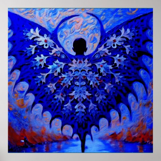 こうもり翼型の青い翼素晴らしを持つ生物 ポスター (正面)