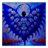 こうもり翼型の青い翼素晴らしを持つ生物 ポスター (正面)