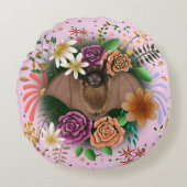 こうもり花フローラ植物学 ラウンドクッション (正面)